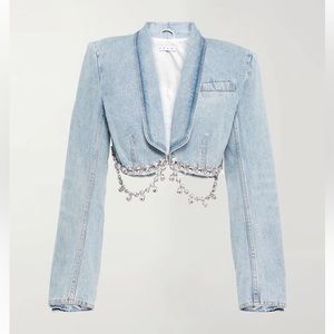 AREA NYC cropped crystal denim jacket - NWT- size 4 - light blue
